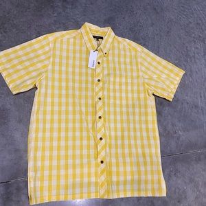 Ari south Mens yellow aloha palaka shirt.